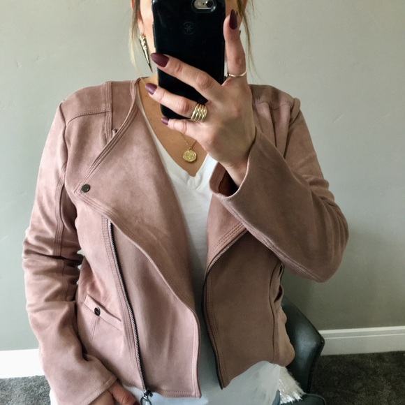 Super Soft Blush Faux Suede Crop Moto - Picture 2 of 2